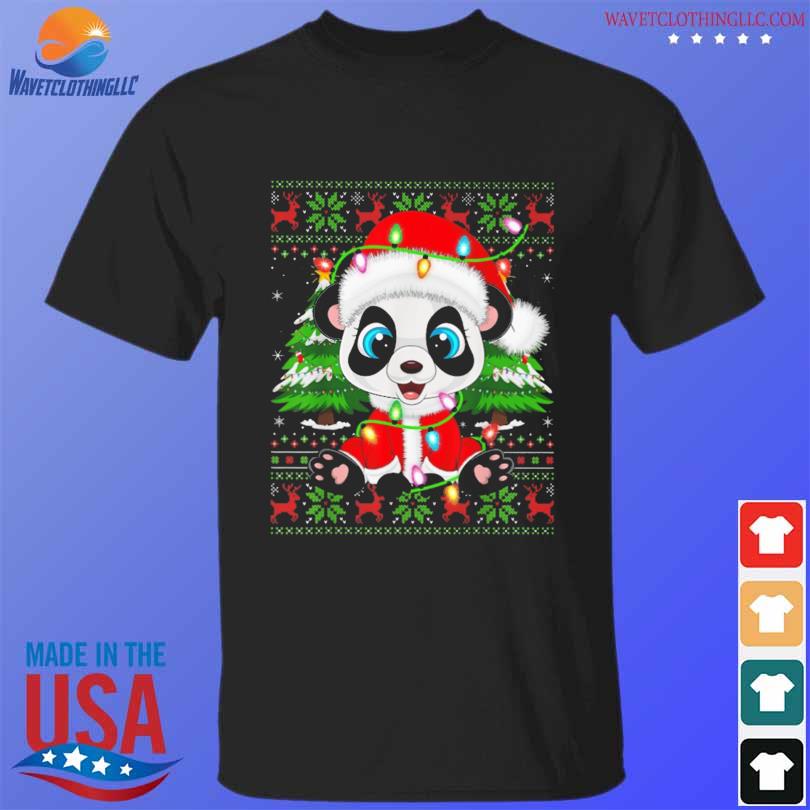 Best panda lover xmas lights ugly santa panda Christmas sweater