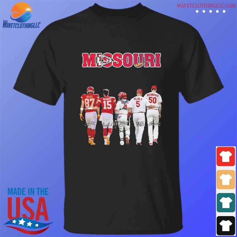 Funny missouri Albert Pujols 5 St. Louis Cardinals baseball and Patrick  Mahomes 15 Kansas City Chiefs football players signatures skyline shirt –  Emilytees