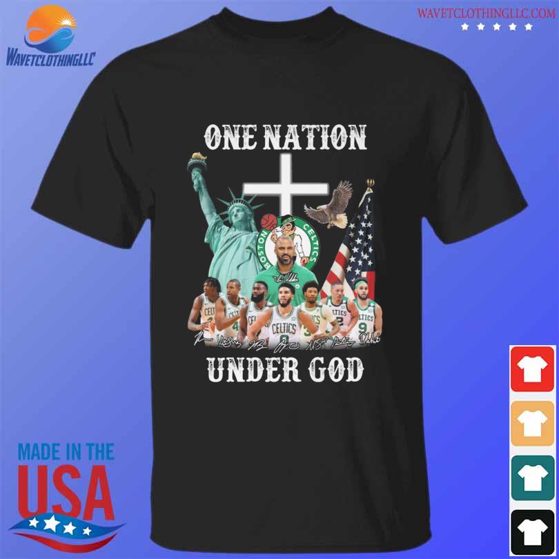 Nice boston Celtics one nation under god American flag signatures 2022 shirt