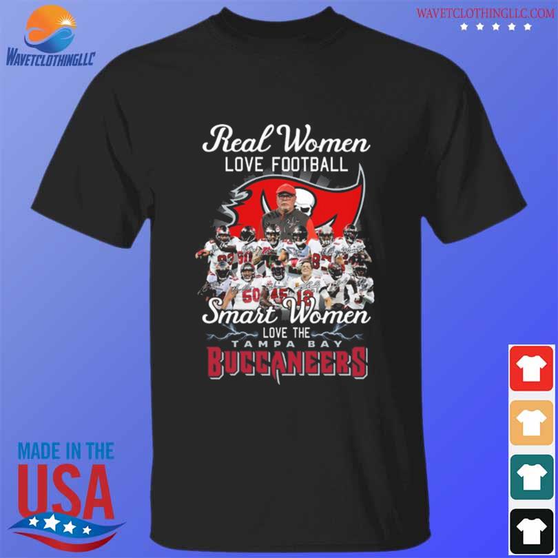 Official real women love football smart women love the Tampa Bay Buccaneers signatures 2022 shirt