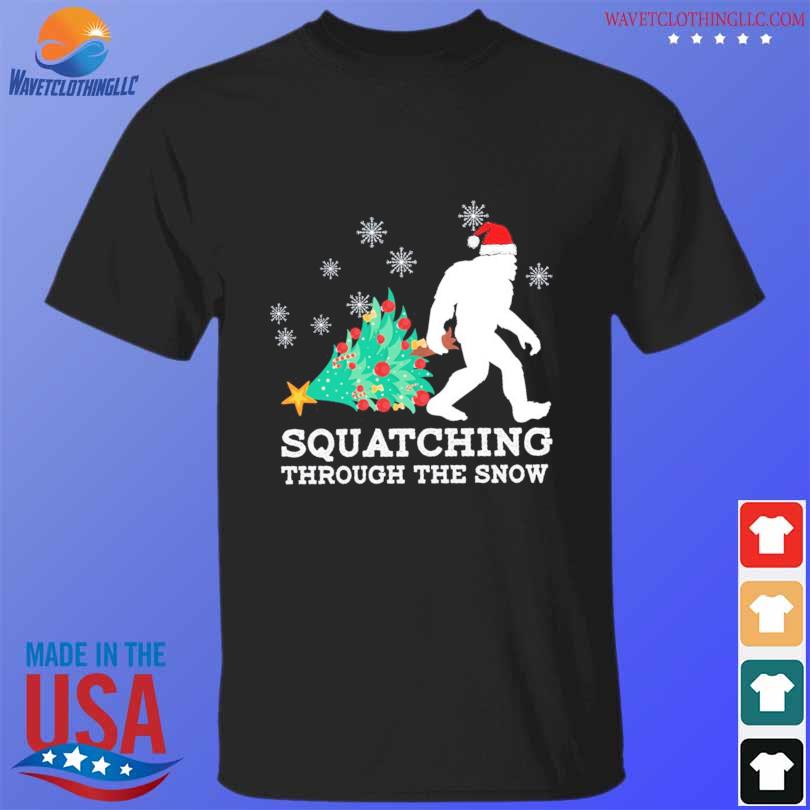 Official Santa Bigfoot squatching through the snow 2022 christmas sweater
