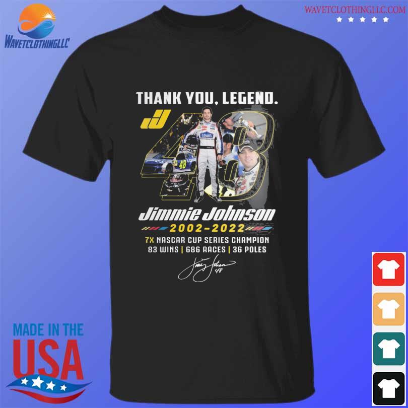 Original jimmie Johnson 2002 2022 thank you legend nascar cup series champion signatures shirt