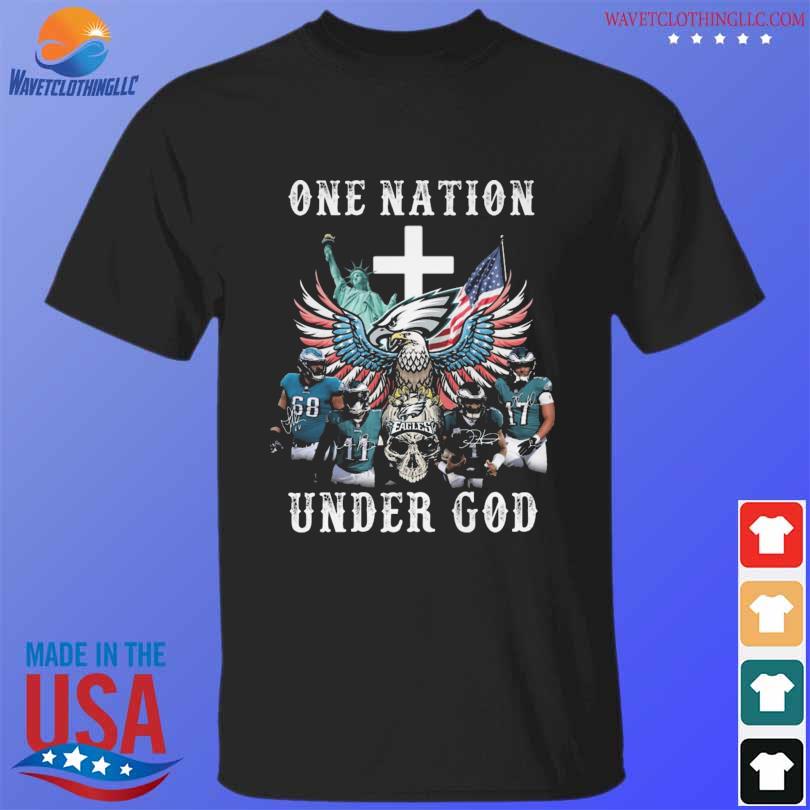 Original philadelphia Eagles Eagle and Skull one nation under god american flag shirt