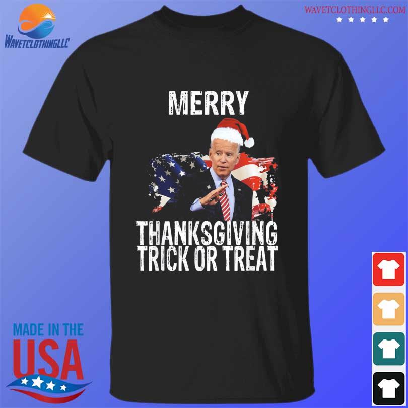 Santa joe biden merry thanksgiving trick or treat American flag Christmas sweater
