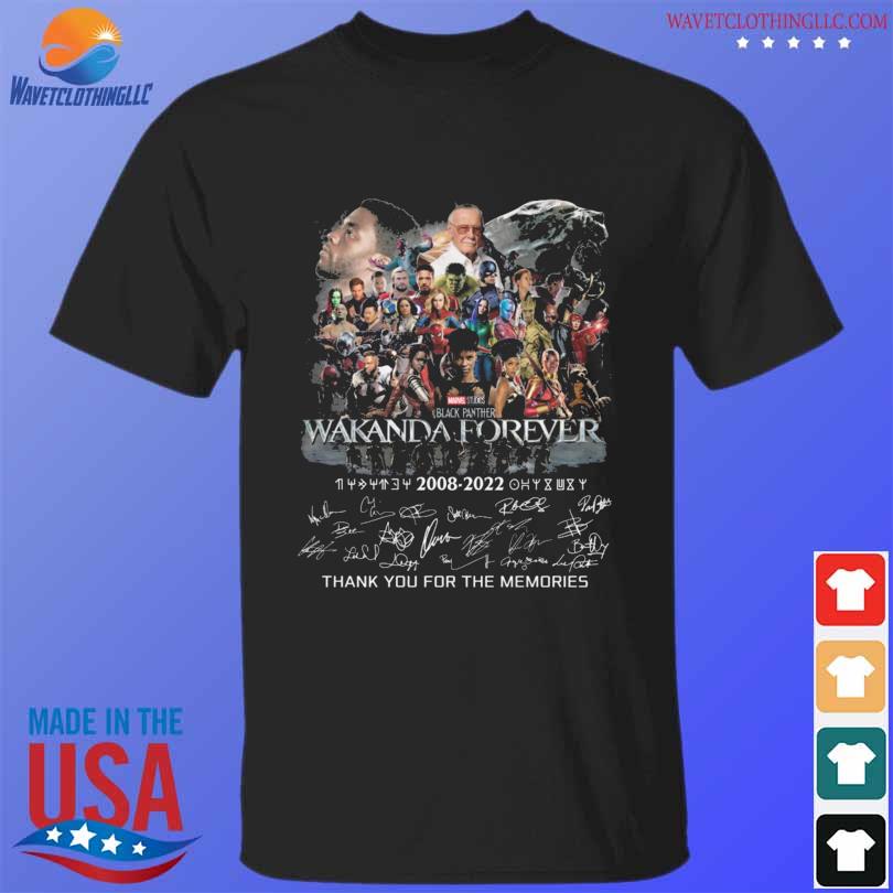 Top official Marvel Studios Black Panther Wakanda Forever 2008 2022 thank you for the memories signatures shirt