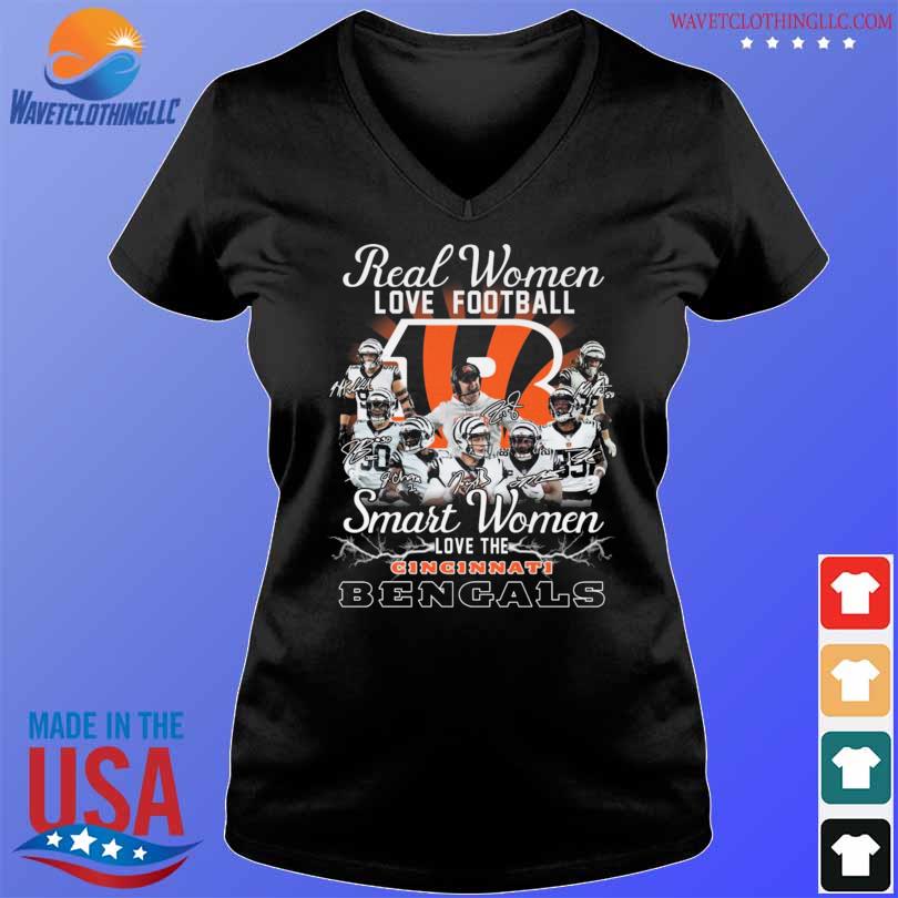 Nice real women love football smart women love the cincinnati bengals  signatures shirt cincinnati bengals, hoodie, longsleeve tee, sweater