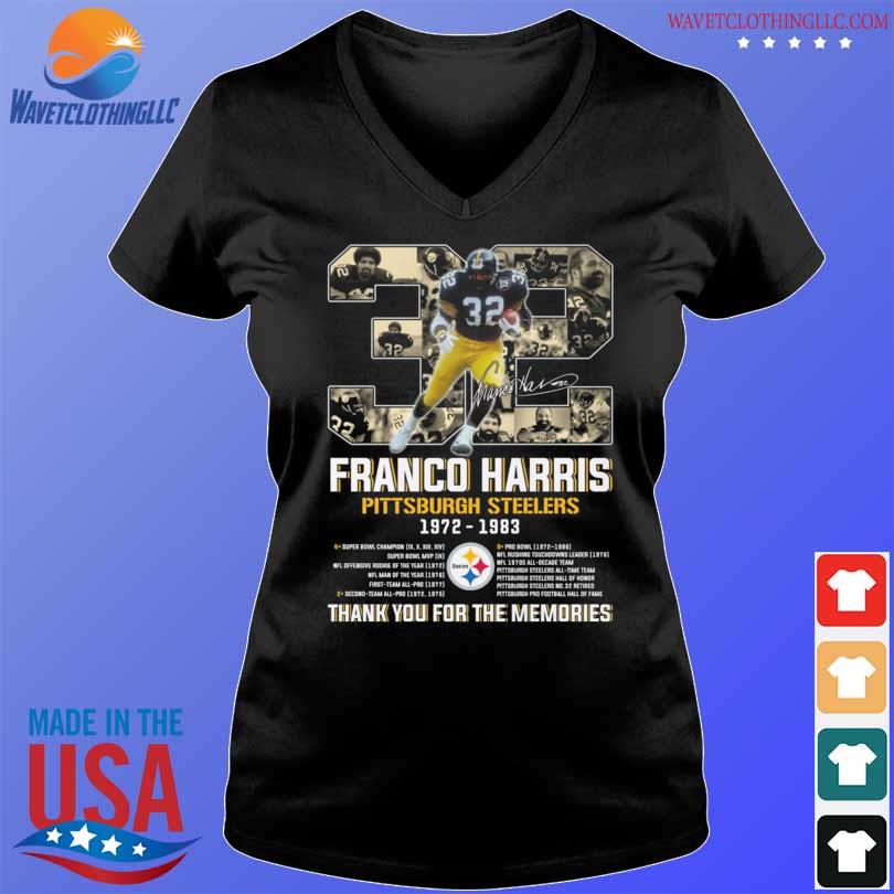 32 franco Harris Pittsburgh Steelers 1972-1983 thank you for the memories  shirt, hoodie, sweater, long sleeve and tank top