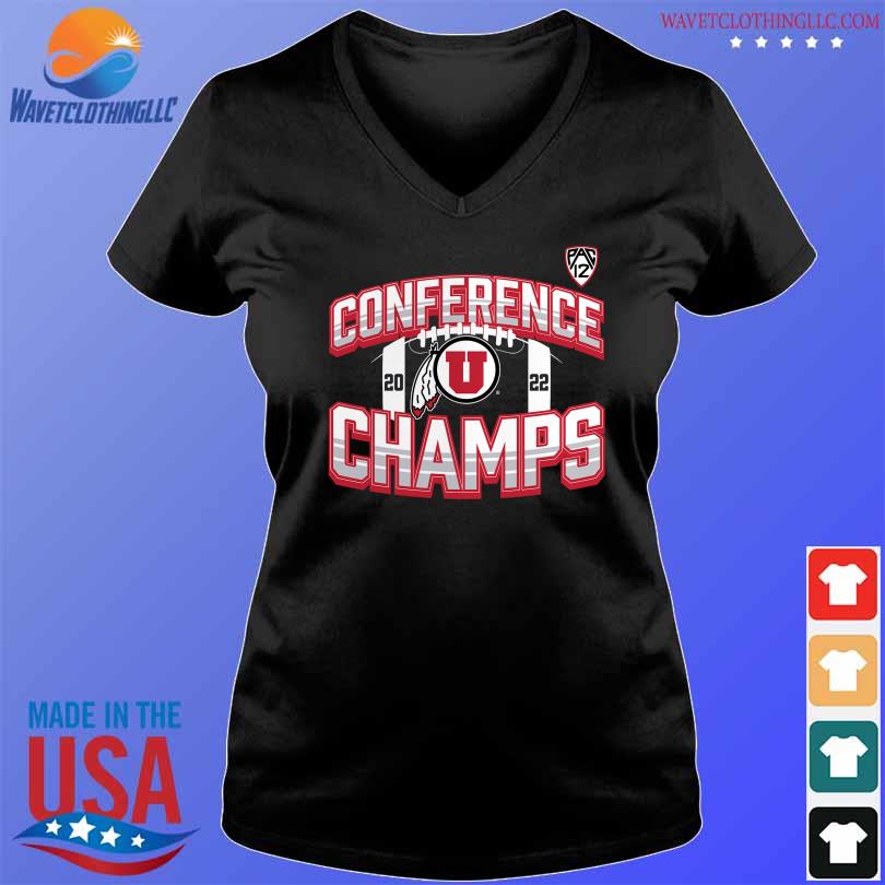 Funny Utah Utes 2022 PAC-12 Football Conference Champions Icon Bold s V-neck den