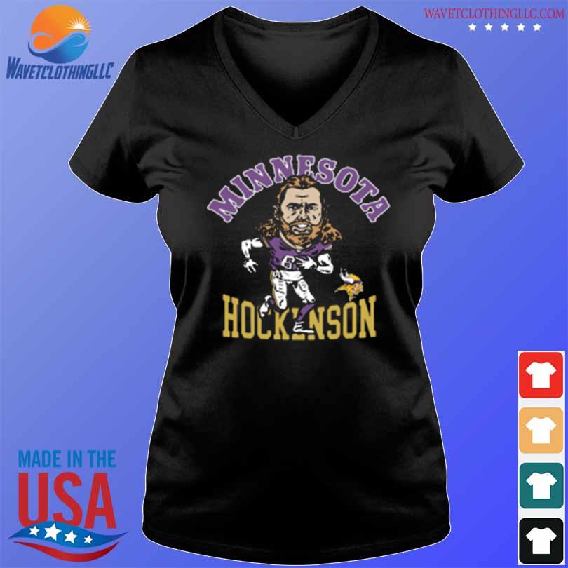 Minnesota Vikings TJ Hockenson T-Shirt from Homage. | Officially Licensed Vintage NFL Apparel from Homage Pro Shop.