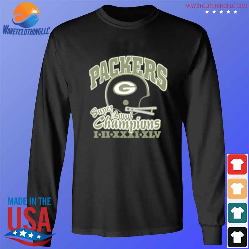 Green Bay Packers 4 Time Super Bowl Champions T-Shirt from Homage. | Officially Licensed Vintage NFL Apparel from Homage Pro Shop.