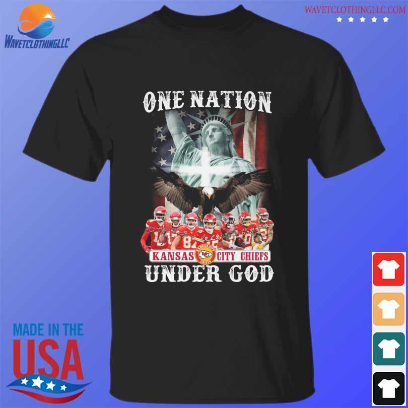 Kansas City Chiefs one nation under god American flag signatures shirt