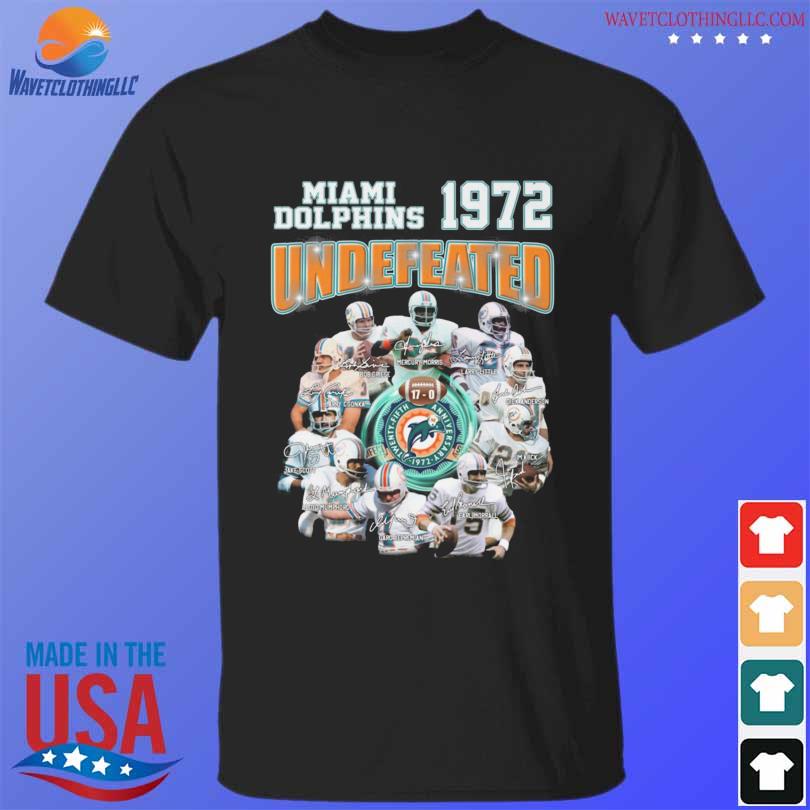 Miami Dolphins' 72 Undefeated 1972 17 0 Perfect season signatures shirt,  hoodie, sweater, long sleeve and tank top