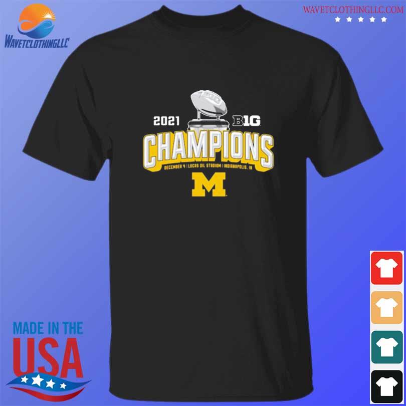 Michigan wolverines blue 84 2021 big ten football conference champions locker room shirt