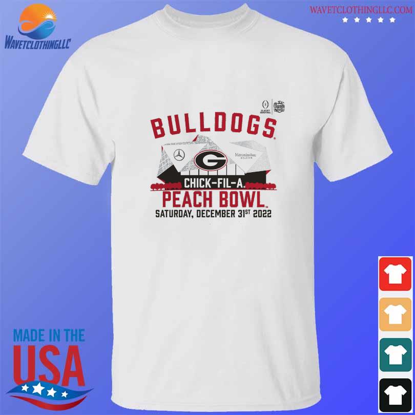 Official Georgia bulldogs college football playoff 2022 peach bowl game day stadium shirt