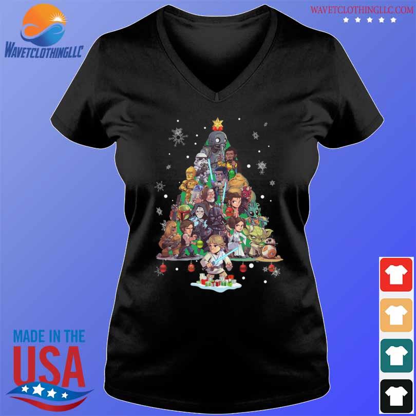 Official star wars chibi 2022 merry Christmas tree sweater V-neck den