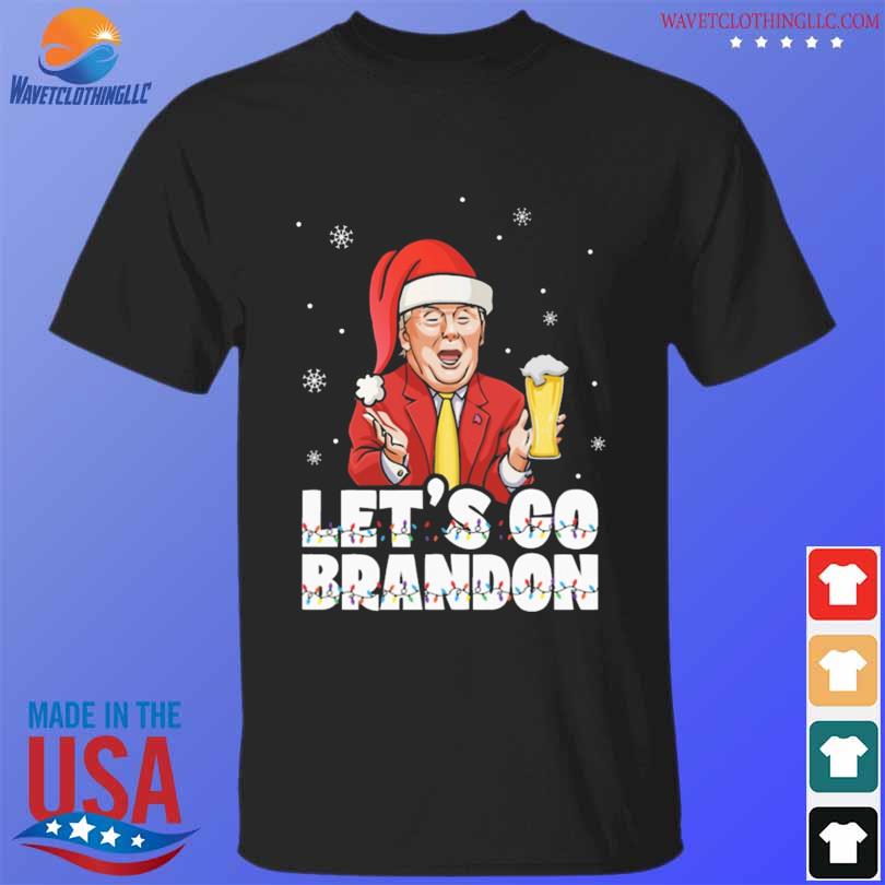 Santa Donald Trump let's go brandon light merry Christmas sweater
