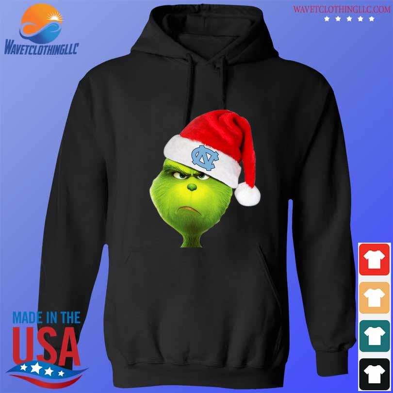 Santa grinch face North Carolina tar heels logo Christmas sweater hoodie den