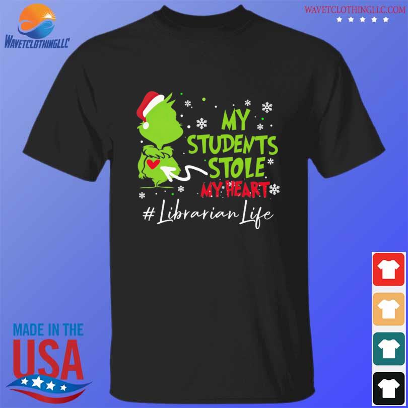 Santa grinch my students stole my heart librarian life Christmas sweater