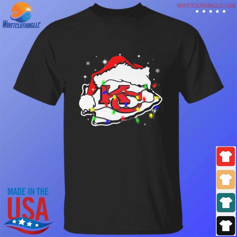 Santa Kansas City Chiefs logo 2022 lights merry christmas sweater