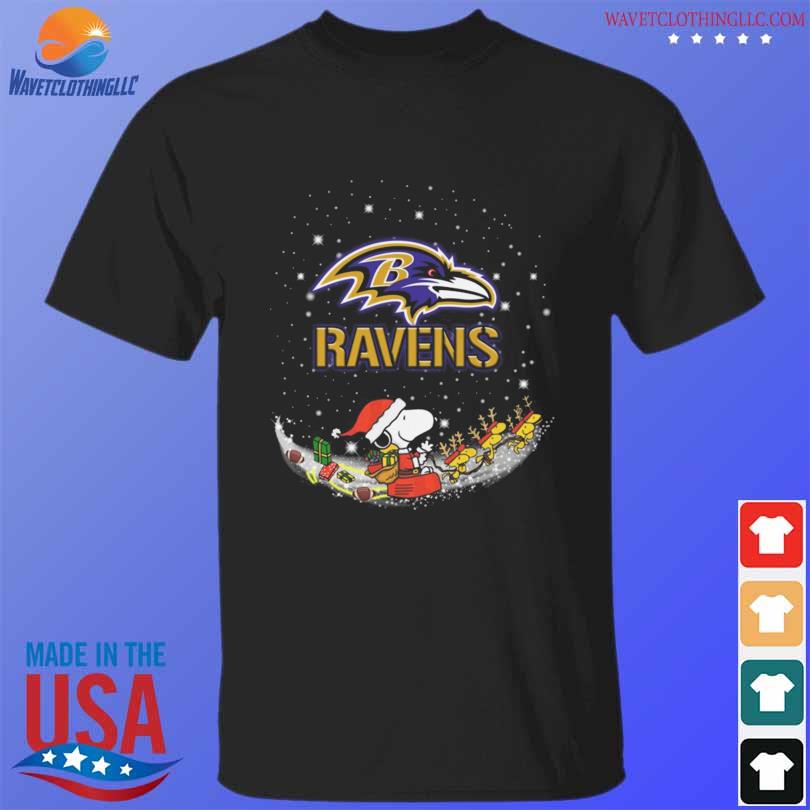 Santa Snoopy and Charlie Brown Baltimore Ravens 2022 merry christmas sweater