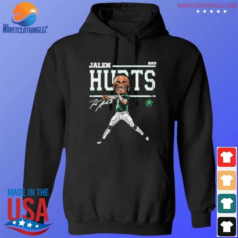 Jalen hurts cartoon signature s hoodie den