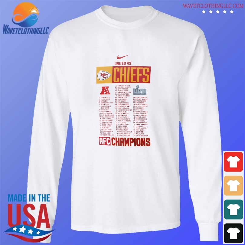 Kansas City Chiefs 2022 AFC Champions Roster Long Sleeve T-Shirt