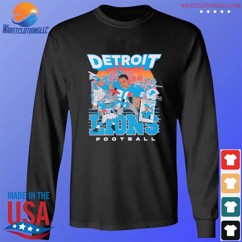 Men's SMPLFD Barry Sanders Black Detroit Lions T-Shirt