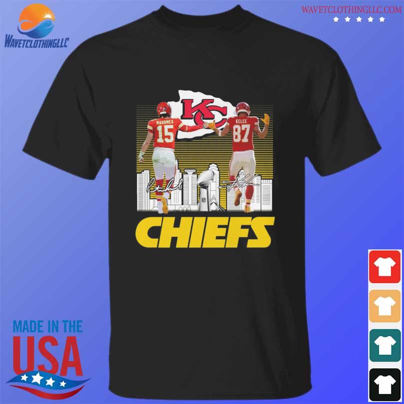 Funny patrick Mahomes and Travis Kelce Kansas City Chiefs signatures T-Shirt  - Peanutstee