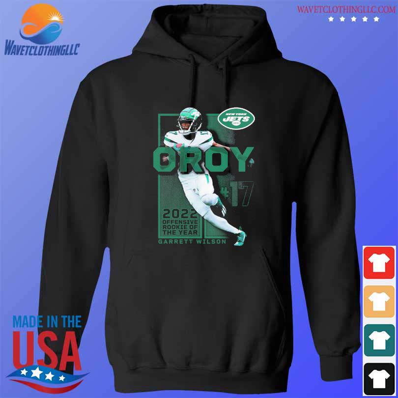 Official fanatics branded black new york jets garrett wilson 2023 offensive  rookie of the year shirt, hoodie, sweater, long sleeve and tank top