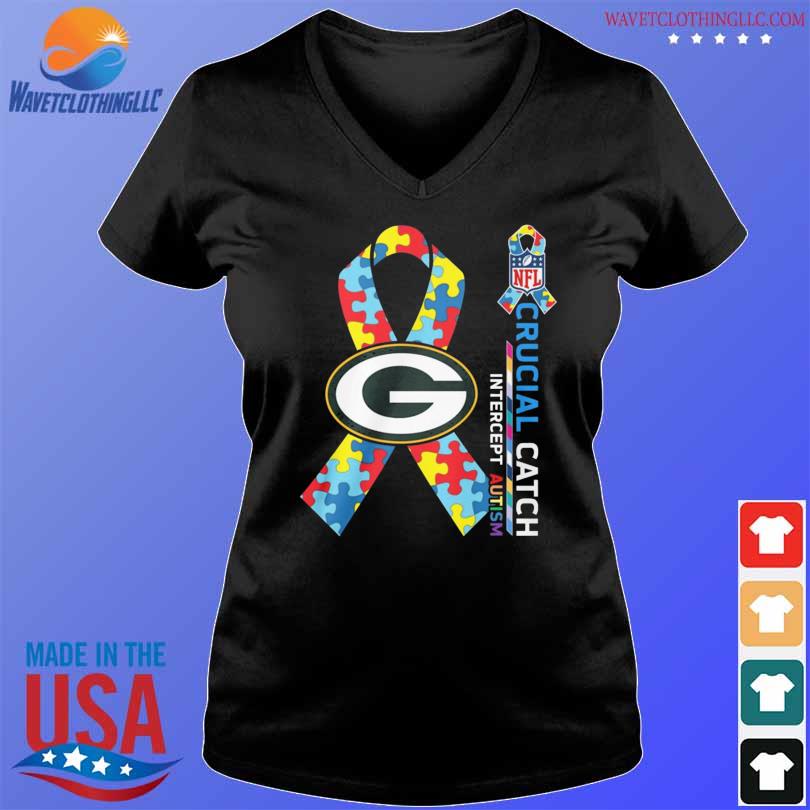 Green Bay Packers Crucial catch intercept Autism NFL shirt - Guineashirt  Premium ™ LLC