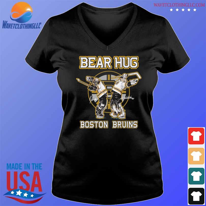Linus Ullmark & Jeremy Swayman Bear Hug Boston Bruins Hockey