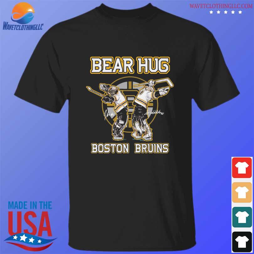Jeremy Swayman, Linus Ullmark Bear Hug Boston Bruins Signatures