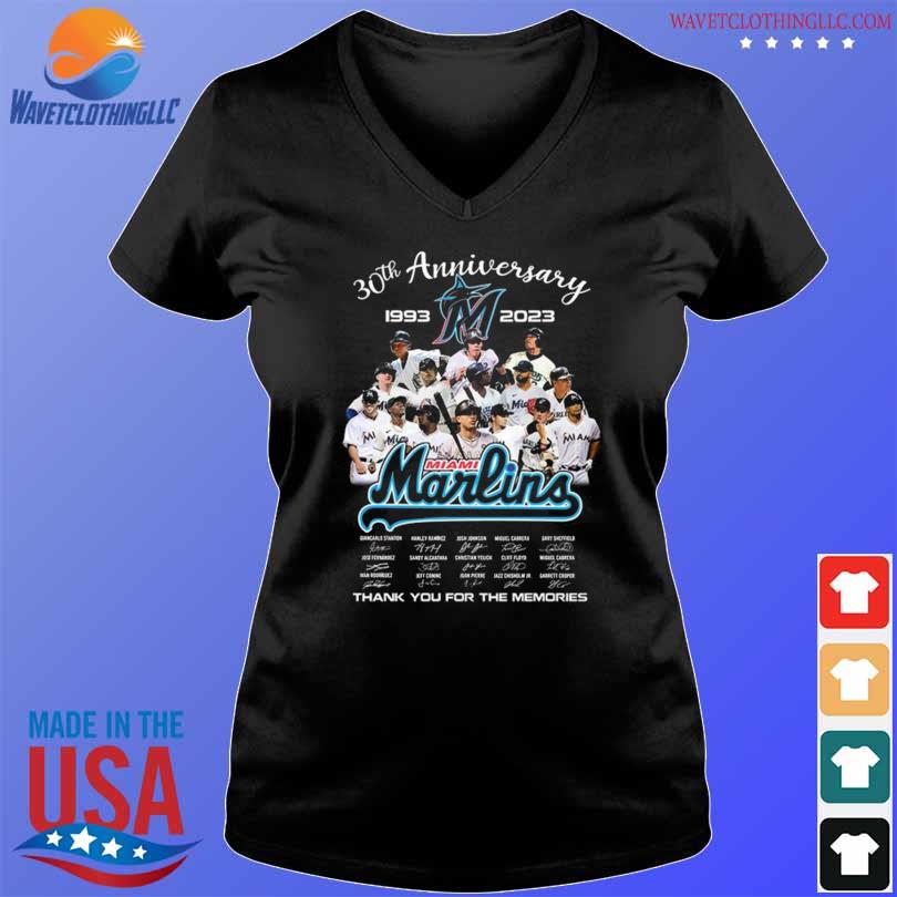 Best 30th anniversary 1993 2023 Miami Marlins thank you for the memories  signatures shirt, hoodie, sweater, long sleeve and tank top