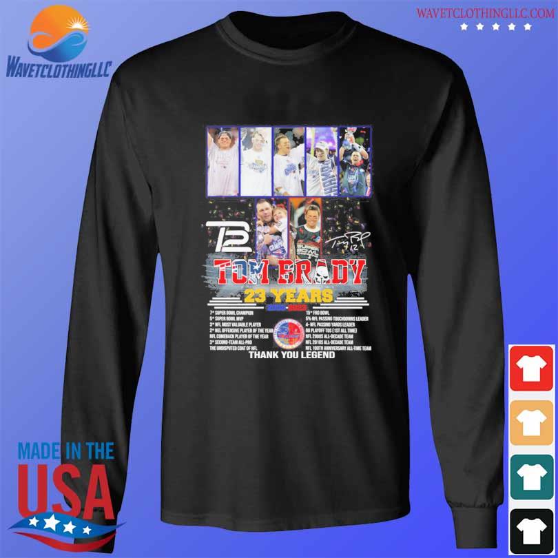 Tom Brady 23 years 2000 2023 thank you for the memories signatures shirt,  hoodie, sweater, long sleeve and tank top