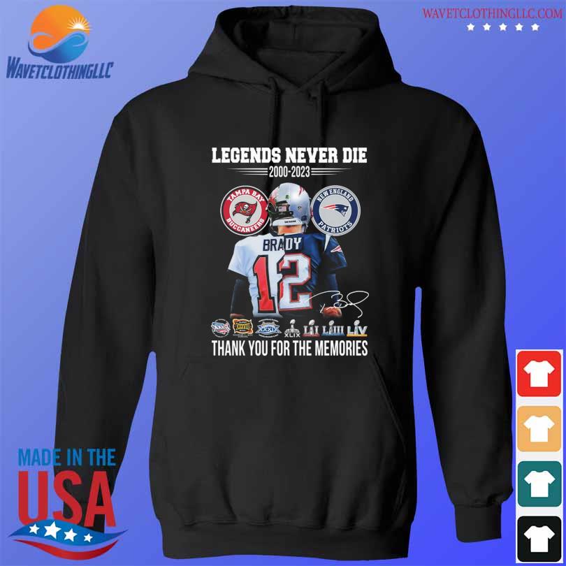 Top official Tom Brady 2000-2023 thank You for the memories signature shirt,  hoodie, sweater, long sleeve and tank top