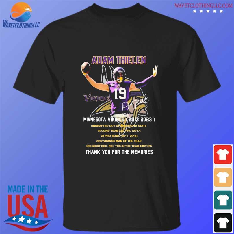 Signature number 19 Adam Thielen Minnesota Vikings 2013 – 2022 Thank You  For The Memories champions T-Shirt, hoodie, sweater, long sleeve and tank  top