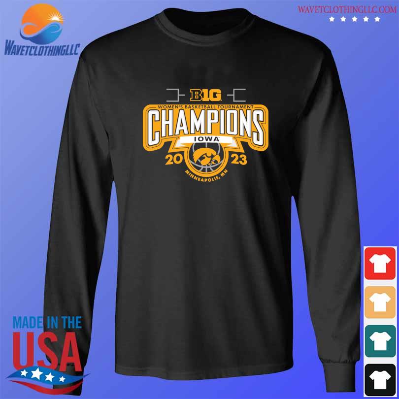 Men's Blue 84 Black Iowa Hawkeyes 2022 Big Ten Basketball Conference Tournament Champions T-Shirt