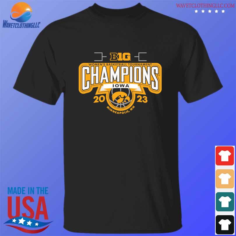 Men's Blue 84 Black Iowa Hawkeyes 2022 Big Ten Basketball Conference Tournament Champions T-Shirt