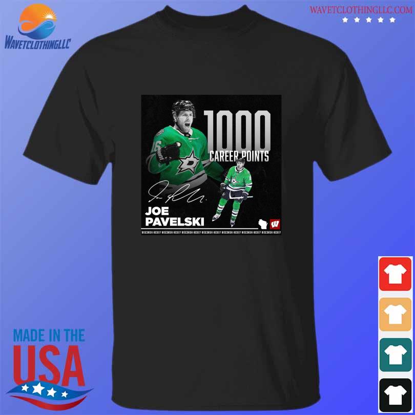 1000 career points Joe pavelskI Dallas stars signature T-shirt