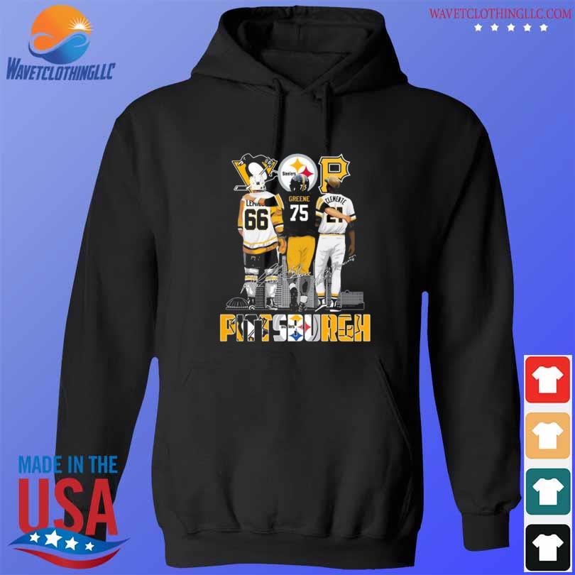 Funny pittsburgh Steelers Pittsburgh Penguins Pittsburgh Pirates Greene  Clemente signatures shirt, hoodie, sweater, long sleeve and tank top