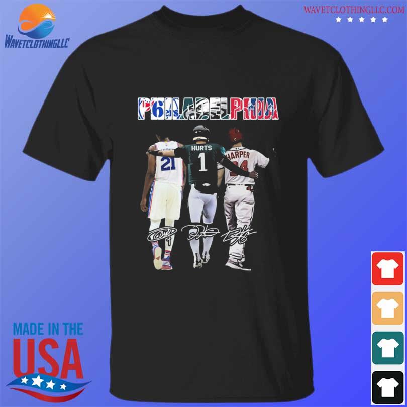 Philadelphia phillies bryce harper and eagles jalen hurts signature shirt,  hoodie, sweater, long sleeve and tank top
