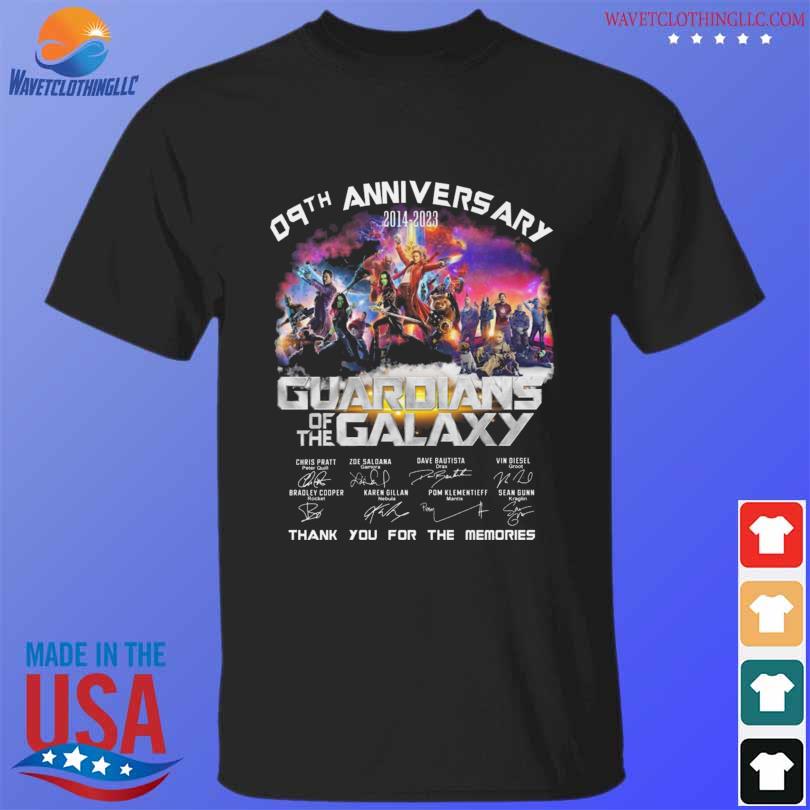09th anniversary 2014 2023 Guardian Of The Galaxy thank you for the memories signatures shirt