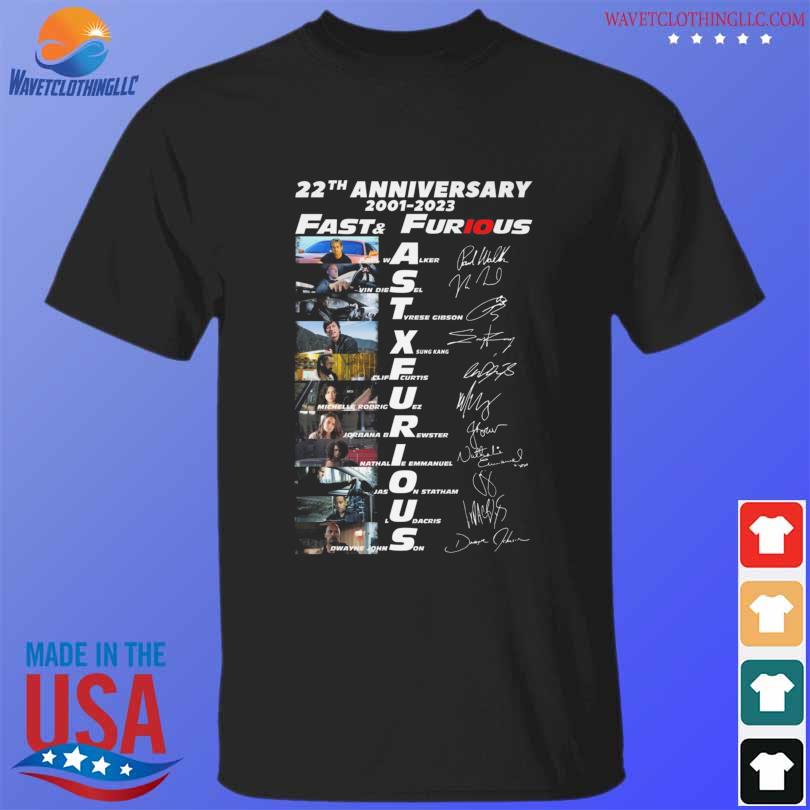 22th anniversary Fast and Furious 2001 2023 signatures shirt
