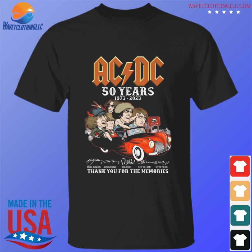 AC DC Band 50 years 1973 2023 thank you for the memories signatures shirt
