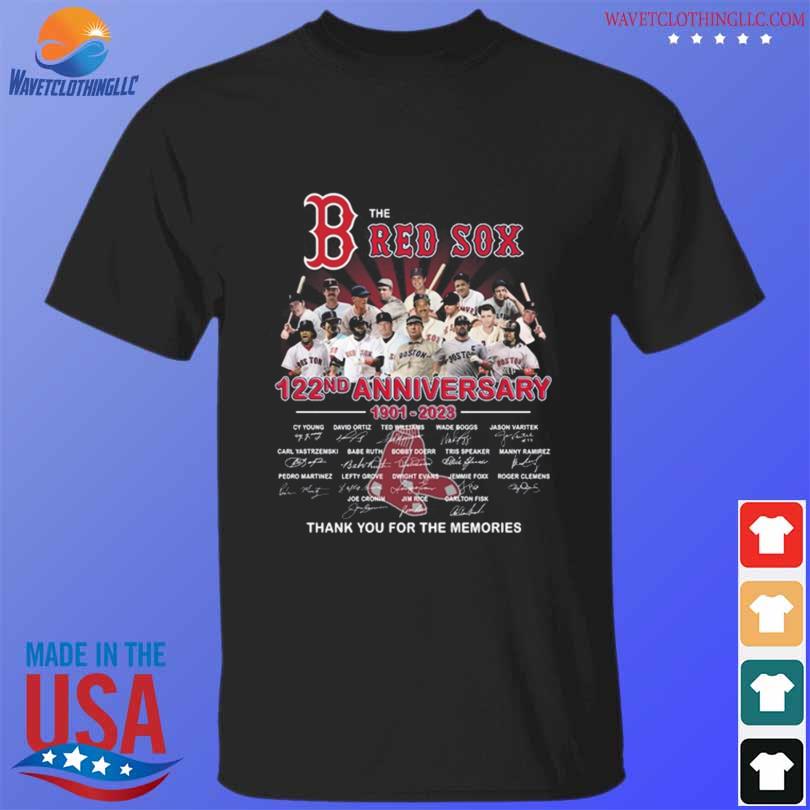 Boston red sox 122nd anniversary 1901 2023 thank you for the memories signatures shirt