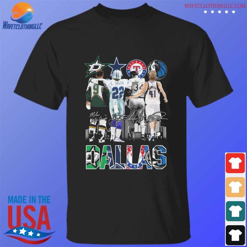 Dallas Cowboys emmitt smith Dallas mavericks tony romo Texas rangers nolan  ryan Dallas stars dirk nowitzki signatures 2023 shirt, hoodie, longsleeve  tee, sweater