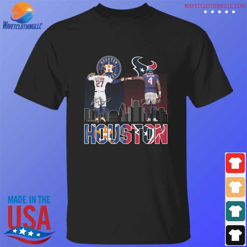 Houston Astros José Altuve and Houston Texans Deshaun Watson skyline  signatures shirt, hoodie, sweater, long sleeve and tank top