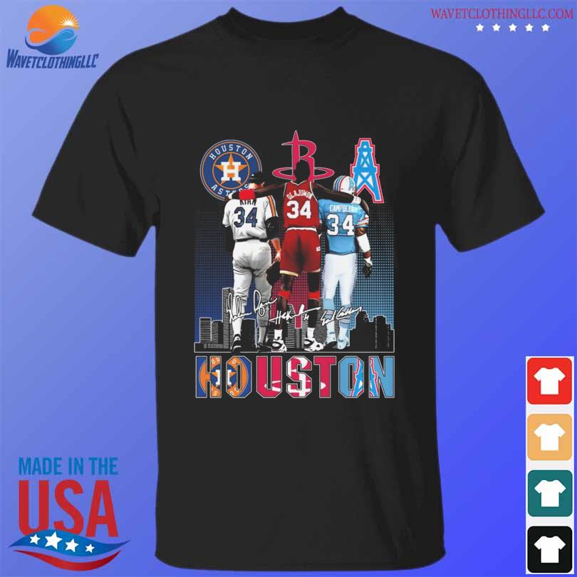 Houston Astros Ryan Houston Rockets Olajuwon Houston Oilers Campbell  signature Houston skyline city shirt, hoodie, sweater, long sleeve and tank  top