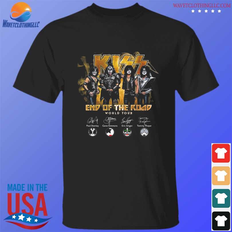 Kiss band end of the tour 2023 signatures shirt