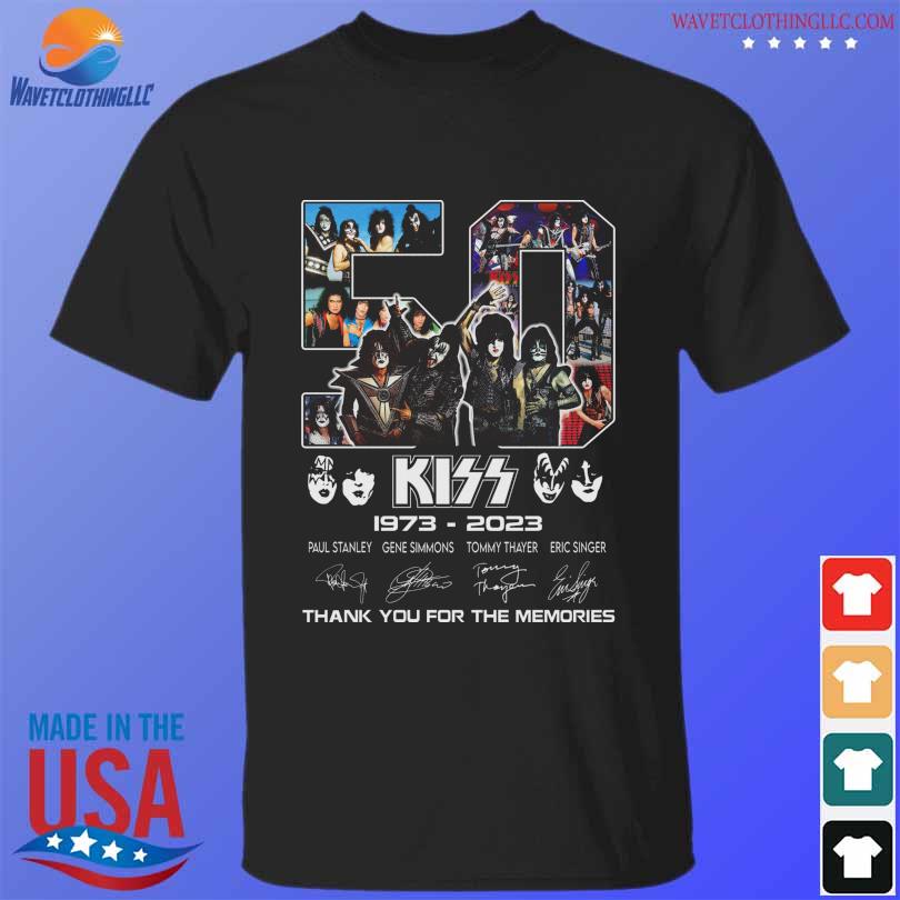 Kiss Hard Rock 50 years 1973 2023 thank you for the memories signatures shirt